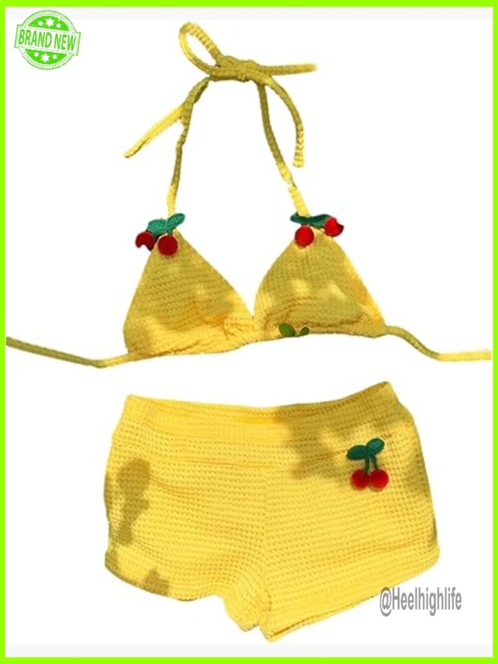 Crochet Halter Top and Shorts Cover Up Set, 2-Piece Beach Outfit